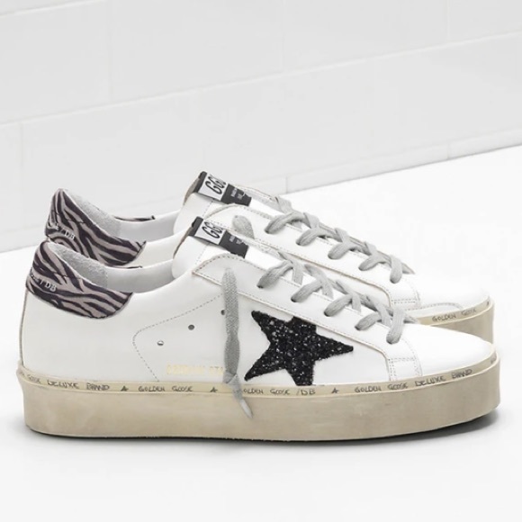 Golden Goose Hi Star Sneaker White/Black Glitter - Picture 1 of 8
